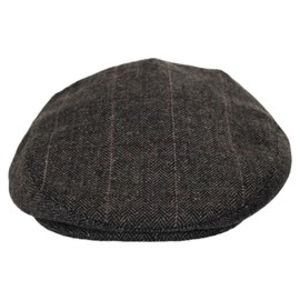 Euston Herringbone Plaid Wool Blend Ivy Cap (Large) Mocha