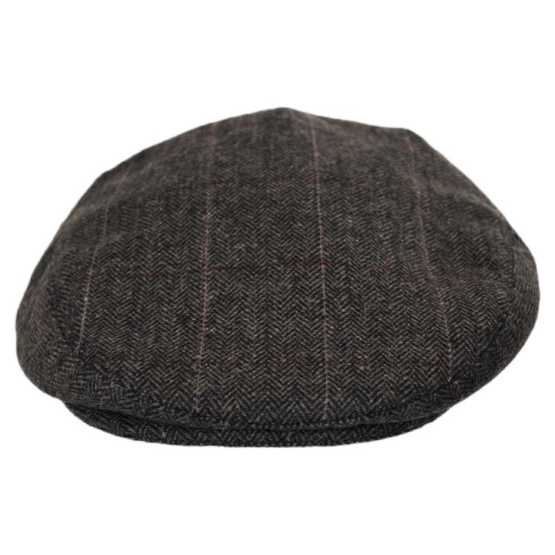Euston Herringbone Plaid Wool Blend Ivy Cap (Large) Mocha