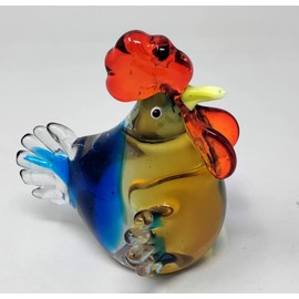 JRose Collections Coloured Glass Cockerel Ornament Home Decoration hand Blown Art 12cm High JR1494