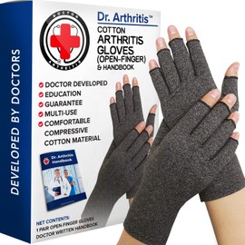 Dr. Arthritis Compression Gloves for Arthritis and a Manual Written by Doctors - Relieves Arthritis Symptoms, Raynaud Syndrome, Carpal Tunnel Syndrome and General Hand Ailments large