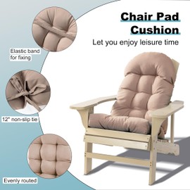 PNP HWJIAJU Adirondack Chair Cushion, Rocking Chair Cushion 44x19.4x4 inch, High Back Patio Cushions of Upper and Lower with Ties, Sunscreen and Fade-Resistant (Beige, 2)