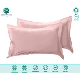 Cotton Metrics Heavy Quality Queen Pillow Shams Set of 2 Blush Pink 600TC 100% Organic Cotton Blush Pink Pillow Shams Queen Size 20X30 Decorative Pillow Cover with 2 Inch Flang