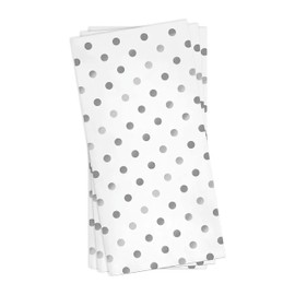 Bulk Napkins For Events - Soft Paper Napkins For Kitchen Set, Baby Shower, Bridal Shower - Cocktail Napkins Disposable (White Silver Dots, Dinner Napkins (300 Napkins))