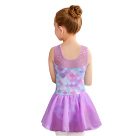 Gymnastics Skirted Leotards Ballet Tutu Dance Dress - Mermaid Gymnastic Skirt (Baby/Toddler/Big Girls) - Light Purple, Size 7-8 Years