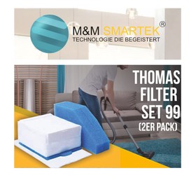 2x FILTER-SET komplett (10-teilig) für Pet & Family, Allergy & Family, Multi Clean X8 Parquet, Multi Clean X10 Parq, X7, Thomas Aqua+ Staubsauger alternativ wie Thomas Filterset 99 (Teile-Nr. 787241)