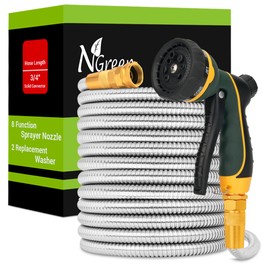 Garden Hose Metal 100FT – Heavy Duty 304 Stainless Steel Water Hose with 8-Pattern Nozzle, Lightweight, Flexible, Puncture Proof, Kink-Free, High Pressure, Solid Metal Fittings for Yard, Outdoors, RV