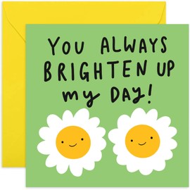 Old English Co. You Brighten Up My Day Card for Him or Her - Daisy Flower Thank You and Thinking of You Card for Friend - Sorry, Sympathy, Condolences for Men and Women | Blank Inside with Envelope