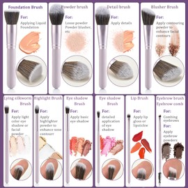 Soft 10Pcs Makeup Brush Set With Sponges And Drying/Storage Case，Best Gift For Women/Girls, Used For Powder, Foundation, Highlight, Eye Shadow, Concealer, Etc., Suitable For Beginners (Purple 13pcs)