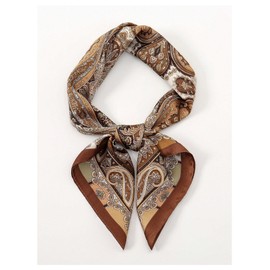 Floerns Women's Square Neck Scarf Silk Headband Scarves Paisley Hair Bandana Khaki One-Size