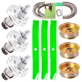 Lawn Mower 61 inch Deck Rebuild Kit For Hus qvarna FD61M MZ6128, Includes 3 Spindle 539112170 S tens 285-927, 3 Blade 134149 531005085, 3 Idler 539132728 539112196, 1 Be lt 539114557