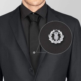 HONEY BEAR Tie Pin Tack with Chain - Scotland Scottish Thistle Stainless Steel for Necktie Accessory Business Wedding Gift