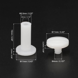 PATIKIL 15mm Chicago Screws 20 Sets Plastic Chicago Screw Slotted Head Binding Post 5.5mm OD Screw Bolts Leather Rivets Fasteners Connectors White Leather Belt Scrapbooking Photo Album