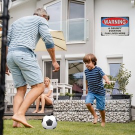 Metal Sign Funny Football Metal Poster Wall Decor, Everton Gifts for Men Everton Merchandise Tin Sign for Everton Gifts Boys Man Cave Home Bar Signs - A Grumpy Everton Fan Lives Here 12 x 8 In