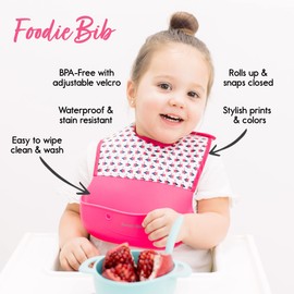 Bazzle Baby Silicone Bibs for Babies - 2-Pack Waterproof Baby Bibs with Food Catcher, Adjustable Snap Closure, Best Baby Bib for Eating, Silicone Bib for Toddlers, Easy to Clean, BPA-Free