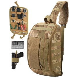 Tactical CCW Sling Bag Concealed Carry Crossbody Chest Pack for EDC Outdoor Sports Travel Urban Commuting Fits Men Womencolor: Black CAMO