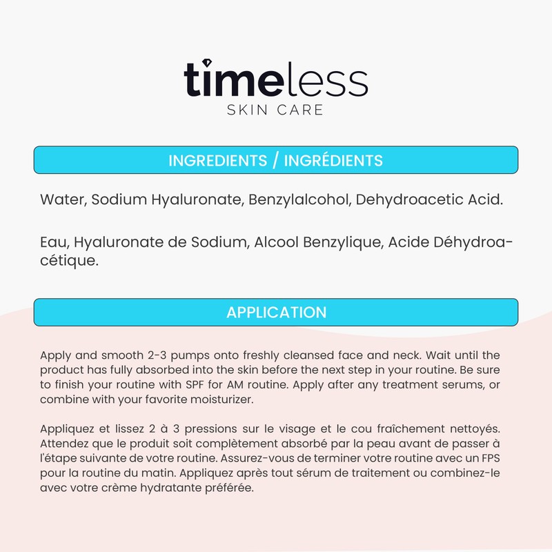 Timeless Hyaluronic Acid 100 Percent Pure Serum Unisex 2 oz