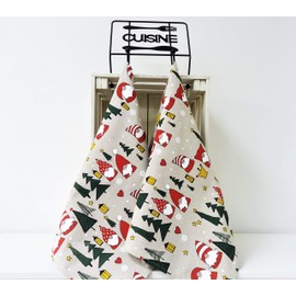 A Pair of Linen Cotton Christmas Tea Towels Kitchen Towels (pack of 2 towels)