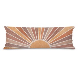 Pleonox Retro Boho Sun Sunshine 20x54 Body Pillow Cover Case, Mid Century Modern Boho Horizontal Sunset Sunrise Decorative Long Hug Pillow Cases for Bed Couch