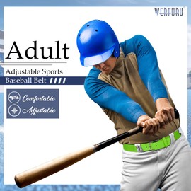 WERFORU Baseball Belt Elastic Softball Belt Stretch Baseball Uniform Outfit for Adults and Youth Boys (Green,Youth