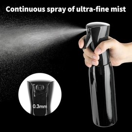 Uervoton Spr√ºhflasche f√ºr Haarspray, kontinuierliche Wassernebel-Spr√ºhflasche, leer, feiner Nebelspr√ºher, zum Z√§hmen der Haare am Morgen, Haarstyling, Pflanzen, Haustiere, Reinigung, 300 ml, Schwarz