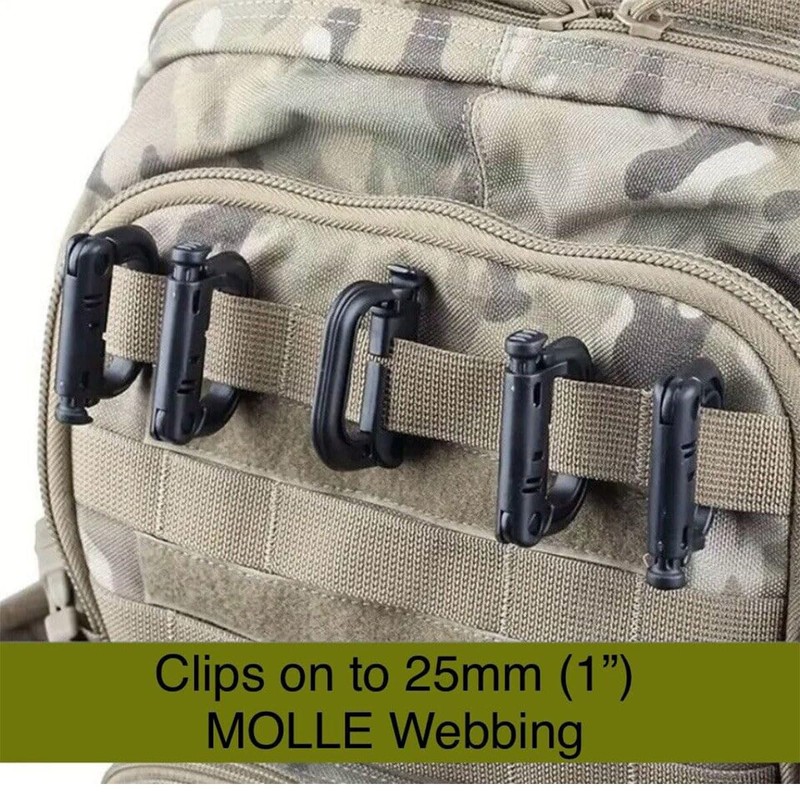 AIMALL 2pcs Tactical Carabiner Hook D-Ring Clip for Military Backpack