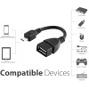 OTG Micro USB Cable Adapter Male to 2.0 Female 6"