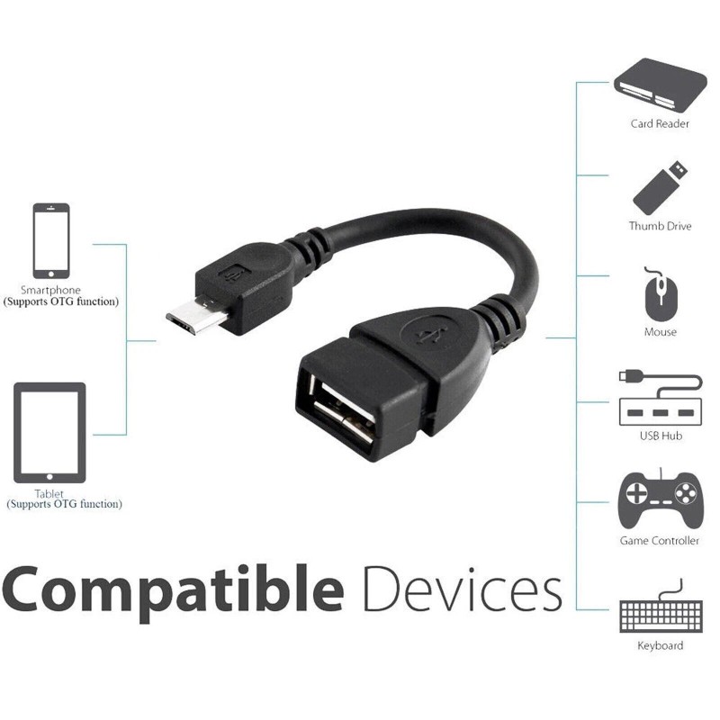 OTG Micro USB Cable Adapter Male to 2.0 Female 6"