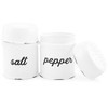 AuldHome Salt and Pepper Shaker Set; Rustic White Enamelware Retro
