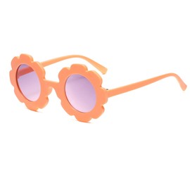 JieJieko Kids Round Flower Sunglasses Girl flower Shaped Sunglasses Cute Kids Eyewear for Pool Beach Outdoor Age 2-10 Years (Orange)