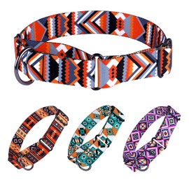 Murom Martingale Collar for Dogs Small Medium Large Tribal Geometric Pattern Training Wide Collars Puppy Adjustable Heavy Duty (Geometric, 15-20 inches)