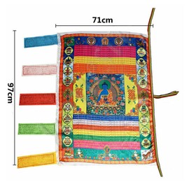 Tibetan Prayer Flags Outdoor Buddhist Meditation Flag Satin Wind Horse Lungta Buddhism Buddha Prayer Flags,97x71cm (2)