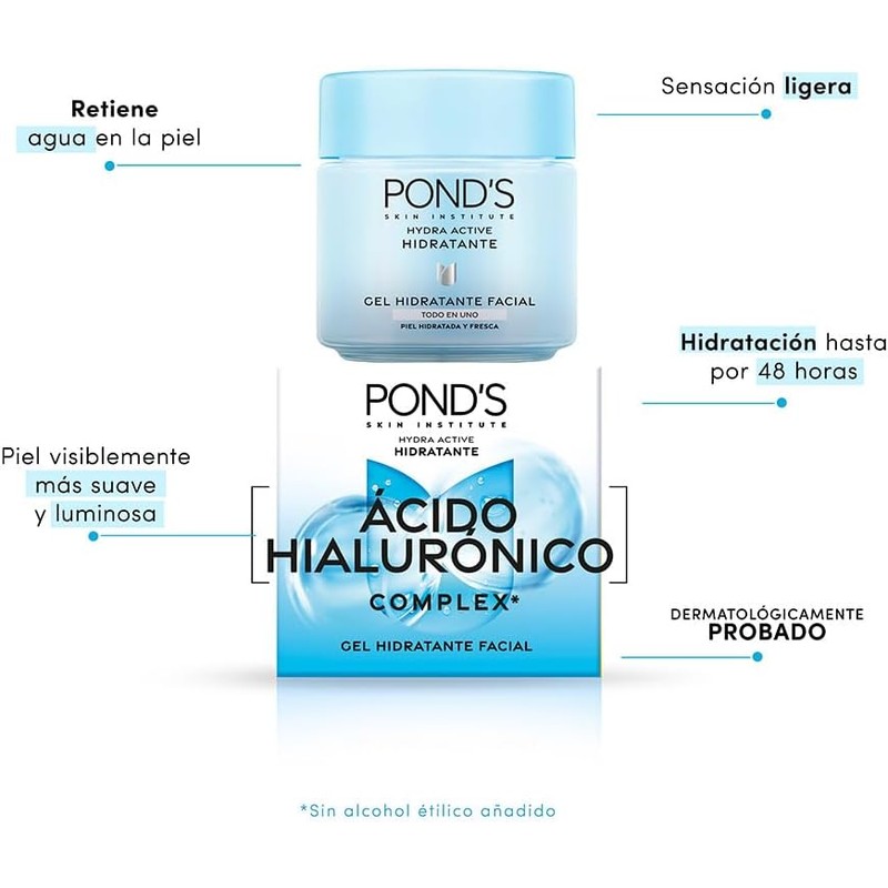Pond's Hydra Active Gel Hidratante 110 g con ácido hialurónico