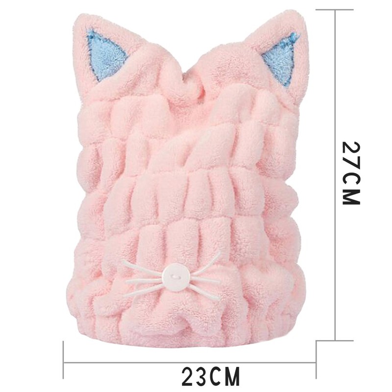 Towel Cap, Cat Ears, Hair Dry Cap, Water Absorption, Drying,