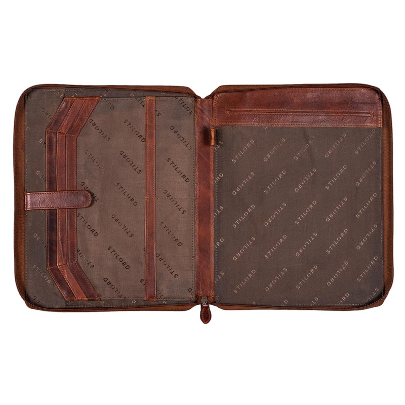 STILORD 'Dexter' Document Case A4 Leather Work Folder Vintage Document