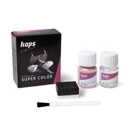Kaps professional leather colour “Super Color” and “Preparer” for natural leather, synthetic and textile (25 ml each) for the care and repair of leather shoes, assorted colours Rosa 124