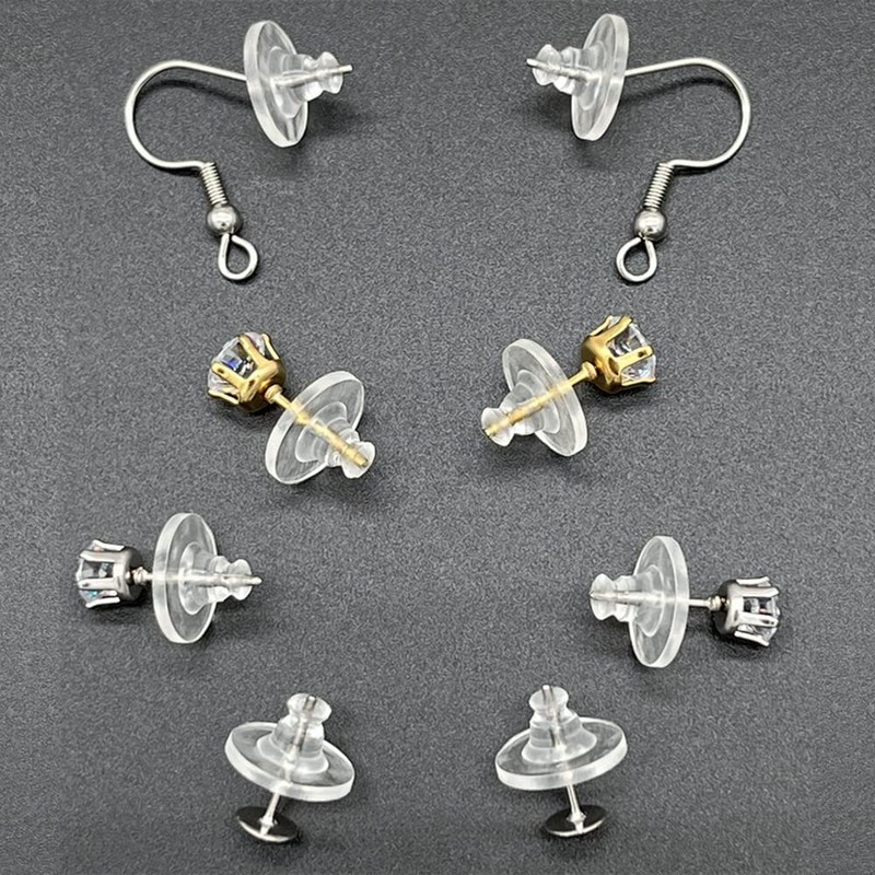 Bullet Clutch Earring Backs with Pad, 150 Pcs Clear Rubber