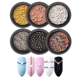 Brion Set, 6 Case, Spheres, Metal Brion, Silver, Gold, Pink Gold, Black, Nail Parts, Metal Parts, Brion Parts, Gel Nails, Case Included, Resin Sealed