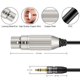 J&D 1/8 to XLR Cable, TRS 3.5mm to XLR Balanced Cable Copper Housing XLR to TRS 1/8" 3.5mm Adapter Audio Cable TRS Male to XLR Female Cable for DSLR Camera, 0.9 Meter