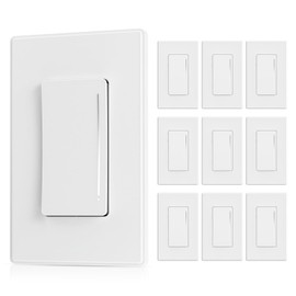 ELEGRP Dimmer Switch, Touch Dimmer Light Switch for LED Lights 150W, INC/HAL 450W, Single Pole & 3 Way LED Dimmer Switch, Needs Neutral Wire, Wall Plate Included, UL Listed, 10 Pack, Matte White