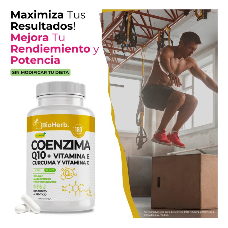 Coenzima Q10 + Vitamina E, C Y Curcuma - 180