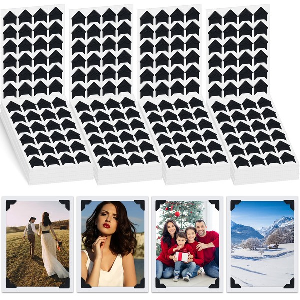 1200 Pcs Photo Corners Self Adhesive Black Photo Corners for