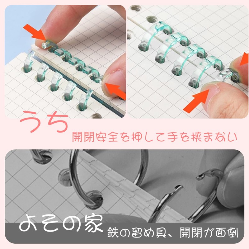 Doyime 16 Pcs Loose Leaf Binder Rings 64 Holes 15mm