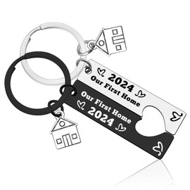 Our First Home 2024 Keychain Set for 2Pcs New Home Keychain Housewarming Gift for Couple First Home Gift for New Homeowner New House Keychain Realtor Closing Gifts Moving in Gift for New Home Owner