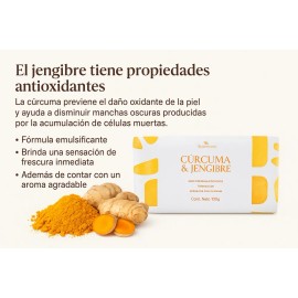 Jabón Artesanal De Curcuma Y Jengibre 6 Pz De 100g C/u