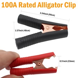 Insulated Alligator Clips Durable Heavy Duty Black & Red Boot Metal Spring Loaded Truck Car Battery Electric Test Clips Lead Probe Alligator Clamps (100A 10-PACK)