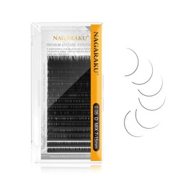 NAGARAKU Eyelash Extension Classic Individual 1:1 Eyelash Volume Individual Eyelashes Natural Semi Permanent Soft Eyelash Accessories Matte Black Eyelash Extensions 16 Rows 7-15 mm 0.05 mm D Curl
