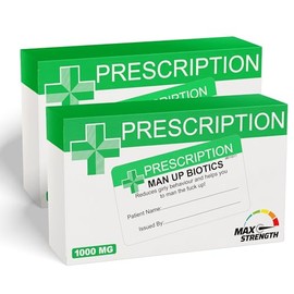 Twin Pack Joke Pill Boxes - Man Up Biotics Funny Rude Pharmacy Prescription Tablet Gift Box Prank Novelty Fun for Men, Women, Husband, Wife, Friend, Birthday, Xmas Secret Santa, Mum, Dad Pack of 2