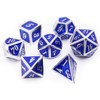 Haxtec Metal Dice Set D&D Silver Blue Metal Polyhedron DND