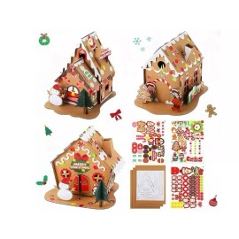 Sumind 3 Sets Christmas Craft Kit Gingerbread House Kit Christmas Party Game