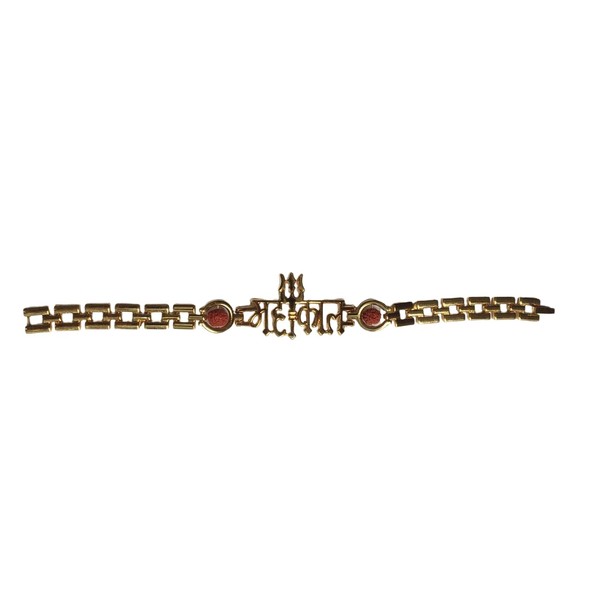 Hari Darpan Golden Mahakal Plated Brown Beads Rudraksha Bracelet Chain